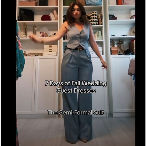 ZARA BLUE BUTTON TAILORED VEST - Picture 12 of 12